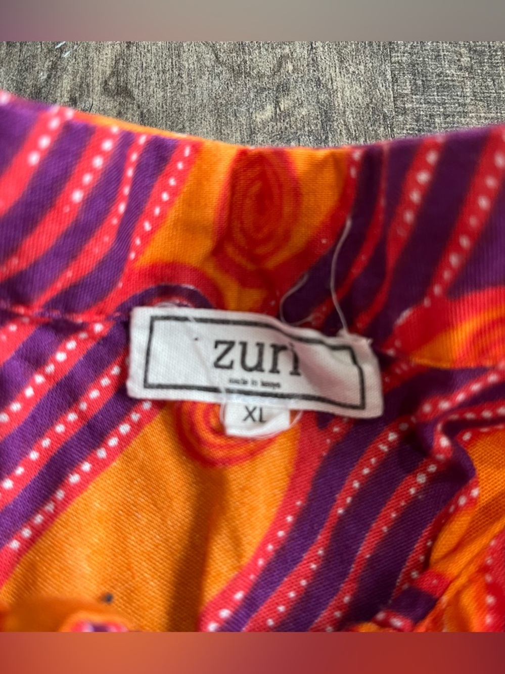 ZURI KENYA 100% Cotton Purple Orange abstract pattern shirt dress XL - Picture 3 of 5